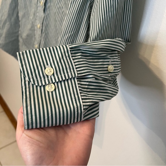 The Great green and white striped button up shirt size 2 - Picture 4 of 6